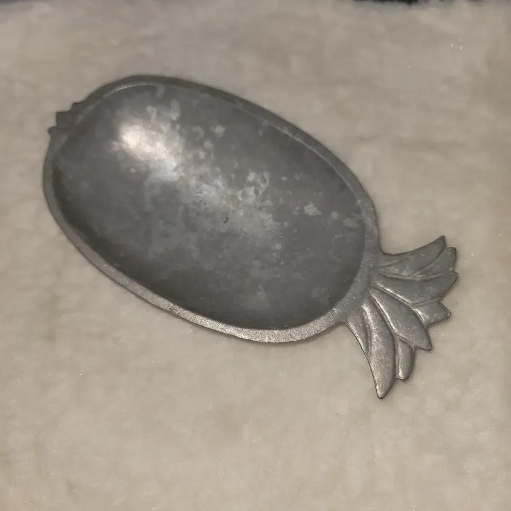 VINTAGE Aluminum Pineapple Serving Trinket Tray Mid-Century Tropical Decor